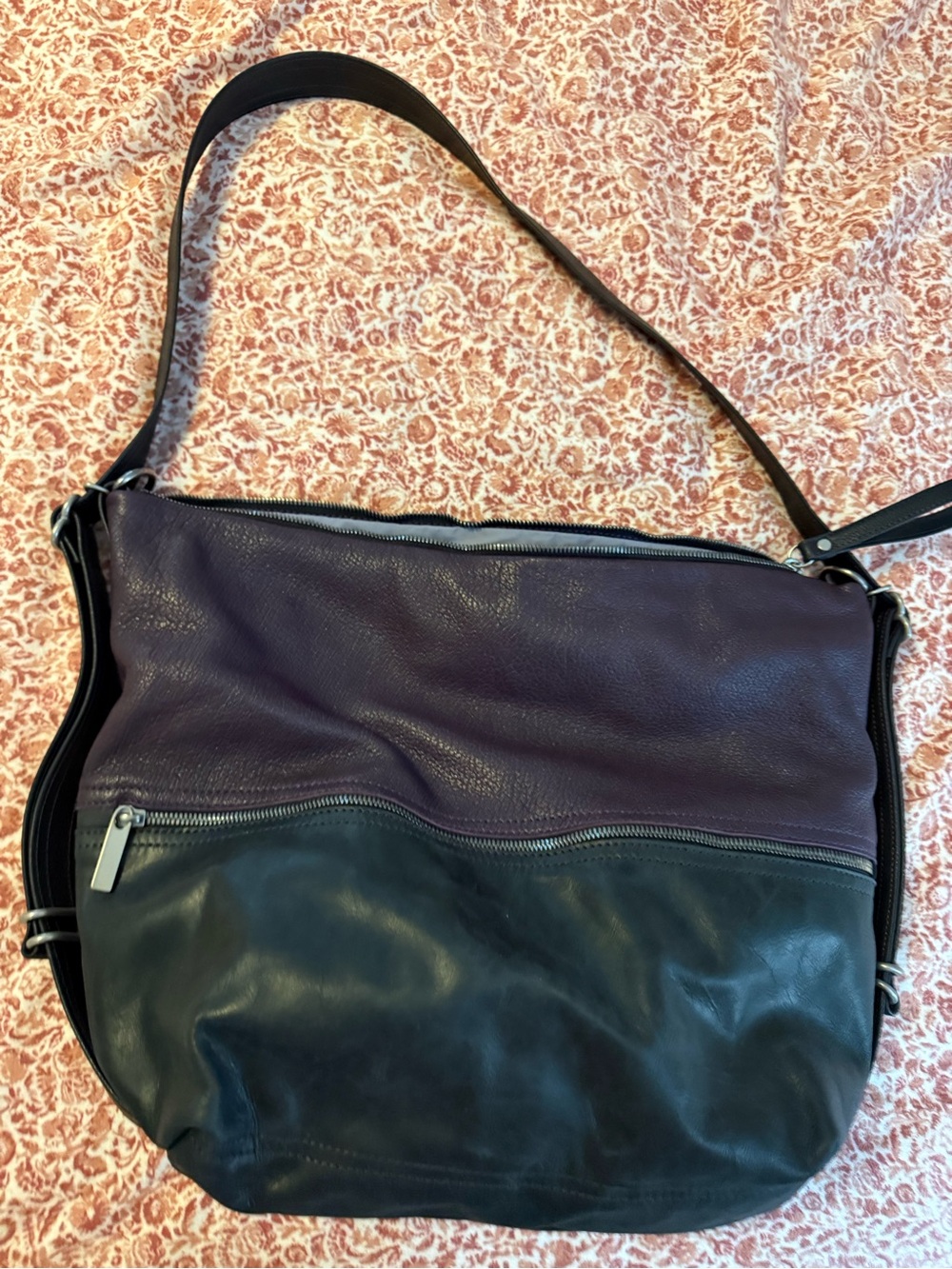 Rough & Tumble Large City Safari in Napa Purple and Tumbled Black with strap